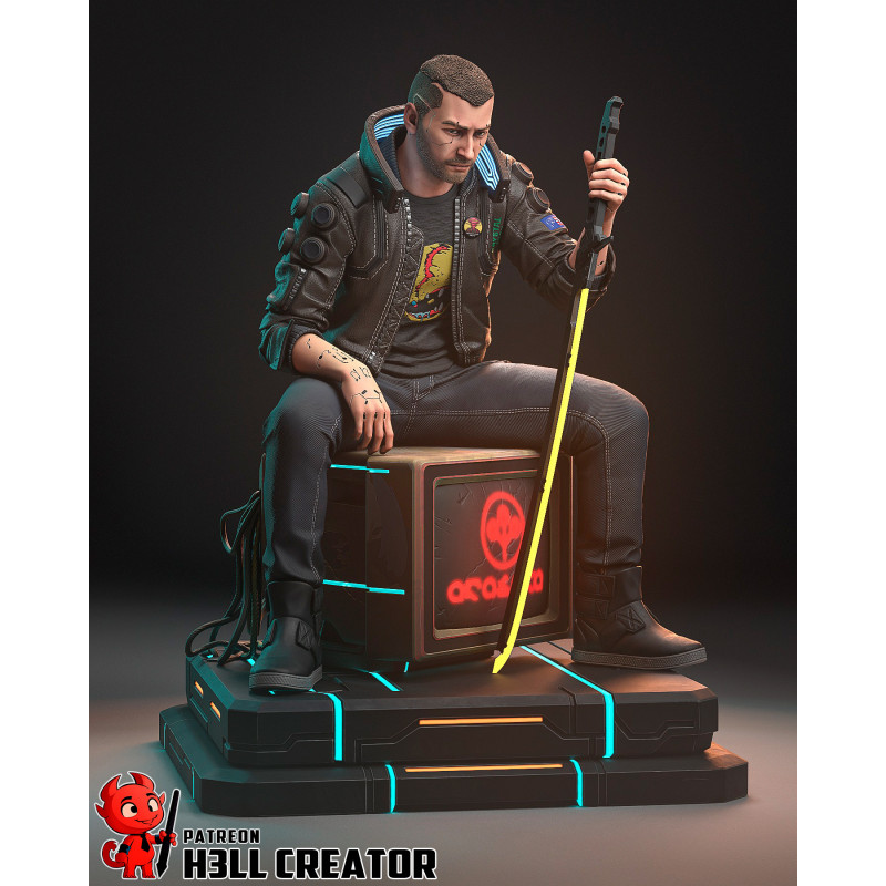 Figurine à peindre Male V – Cyberpunk 2077 | Modèle détaillé pour peinture personnalisée