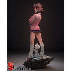 Vue arrière de la figurine - Détails de la coiffure et de la jupe plissée