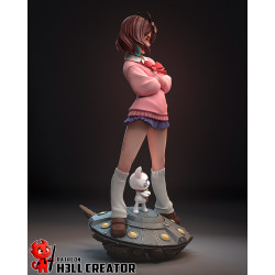 Vue arrière de la figurine - Détails de la coiffure et de la jupe plissée