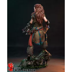 Figurine Aloy en pose héroïque - Chaque détail de son armure tribale est magnifiquement sculpté