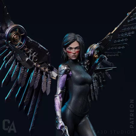 Figurine 3D Alita Battle Wing Angel – Version fan art avec ailes mécaniques détaillées
