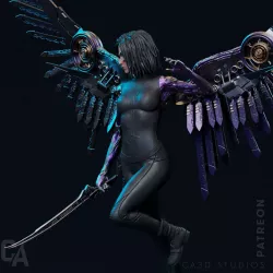 Figurine 3D Alita Battle Wing Angel à assembler et peindre pour une pièce unique dans votre collection