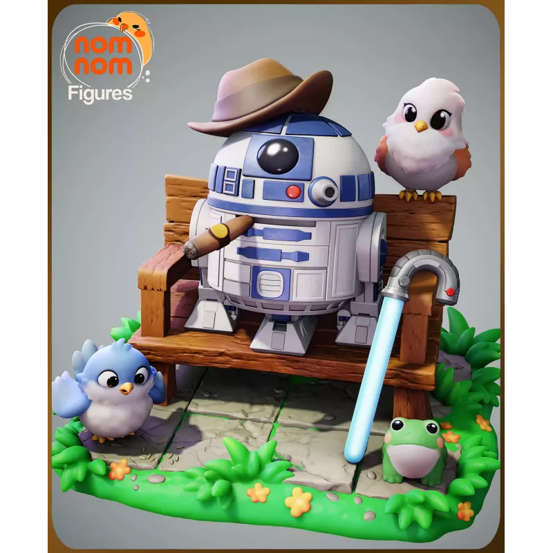 Découvrez R2-D2 comme jamais auparavant ! ce chibi le transforme en sage cowboy, accompagné de ses amis de la nature.