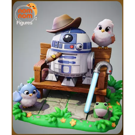 Découvrez R2-D2 comme jamais auparavant ! ce chibi le transforme en sage cowboy, accompagné de ses amis de la nature.