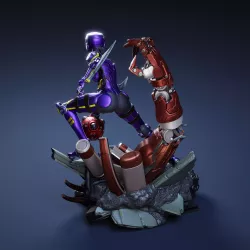 Sculpture premium au style Motorball avec numéro 99,