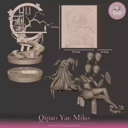 Qipao Yae Miko  - Genshin Impact - figurine à peindre de jeu video