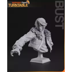 Détails du visage de Squall - Yeux bleus perçants et coiffure iconique sculptés avec précision