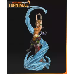 l'héroïne Al Bhed dans une pose acrobatique saisissante