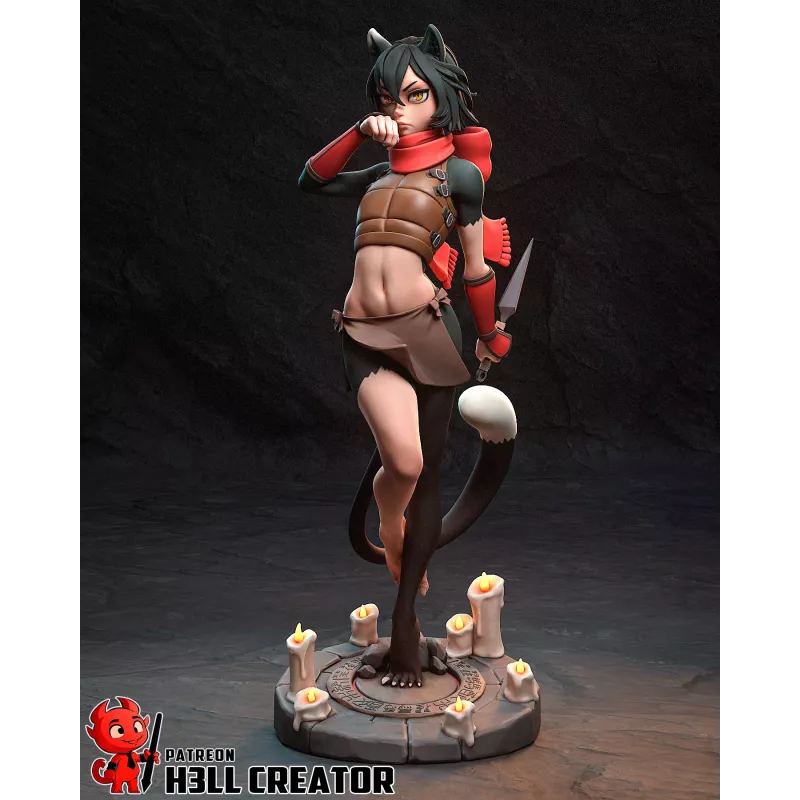 Izutsumi - Figurine résine 1/10 - Regard félin et attitude rebelle pour cette guerrière hybride de Dungeon Meshi"