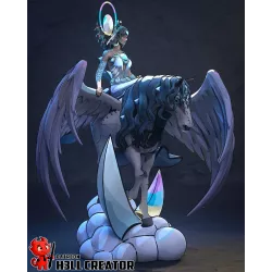 la cavalière divine ornée d'une couronne ornementale et de bijoux lunaires éclatants