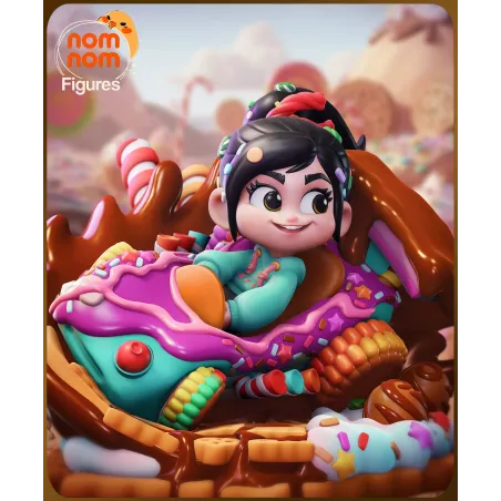 Figurine Chibi Vanellope sur son Kart de Bonbons