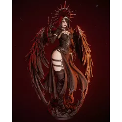 Le regard écarlate et la couronne d'épines trahissent sa sainteté bafouée.