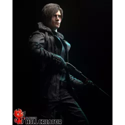 Veste en cuir noire avec col en fourrure texturée