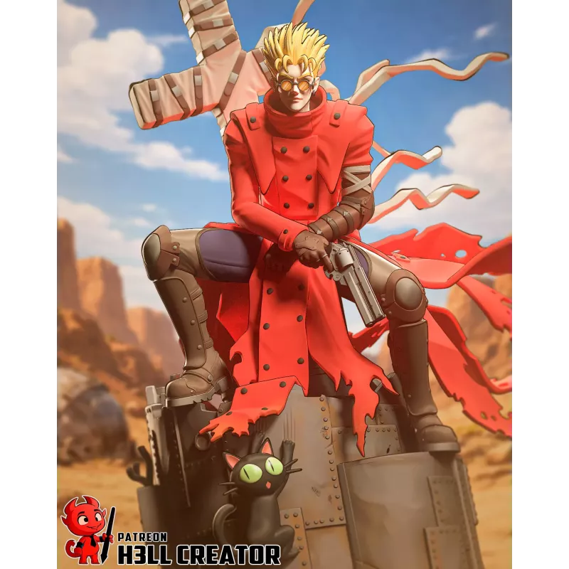 Vash the Stampede, posture iconique au cœur du désert de Gunsmoke.