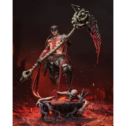 Socle infernal avec âme damnée et lave sur figurine dark fantasy