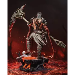 Figurine dark fantasy dans une mise en scène infernale inspirée de l’Enfer