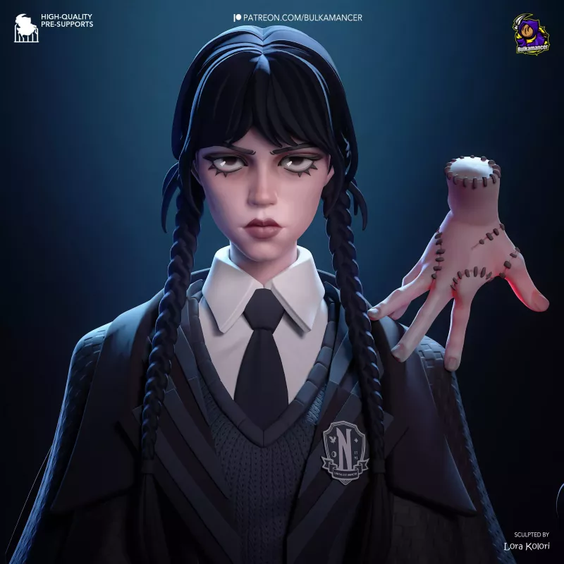 Figurine Mercredi Addams à Peindre | Nevermore Academy | Bulkamancer Sculpts