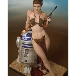 Statue Collector Princesse Leia Esclave & R2-D2 | Star Wars Le Retour du Jedi | Figurine à peindre
