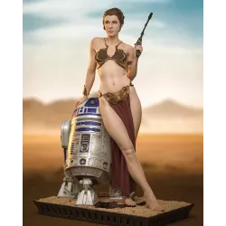 Statue Collector Princesse Leia Esclave & R2-D2 | Star Wars Le Retour du Jedi | Figurine à peindre