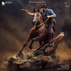 Le galop d'un homme libre dans un monde qui s'éteint — Arthur Morgan immortalisé en résine haute qualité