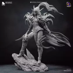 "Figurine Valeera Sanguinar Warcraft à peindre | Armure rouge écarlate, lames vert néon et cristaux émeraudes