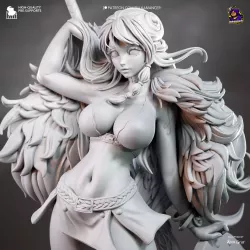 Cette statuette représente Nami, navigatrice de l'Équipage du Chapeau de Paille, dans une pose assurée et dynamique.