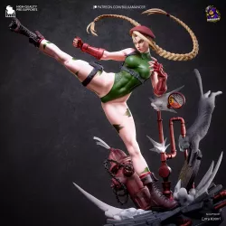 Détail du justaucorps vert texturé, du béret rouge et des gants Delta Red. Figurine résine à peindre, échelle 1/8.