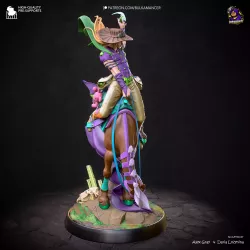 Vue d'ensemble de la figurine Gyro Zeppeli à cheval, sculptée par Alex Gray & Daria Lozynina pour Bulkamancer Sculpts