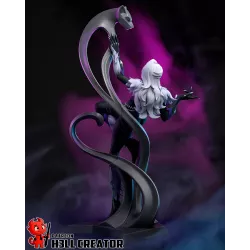 Figurine Marvel Black Cat – Vue de dos. Détail de la chevelure blanche, du dos du costume et des revers en fourrure des bottes