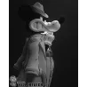 chapeau fedora, regard sombre et traits cartoon rétro années 1930