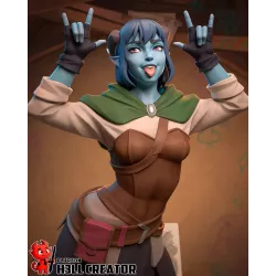 Jester Lavorre – Détail du visage et expression espiègle, figurine résine H3LL Creator