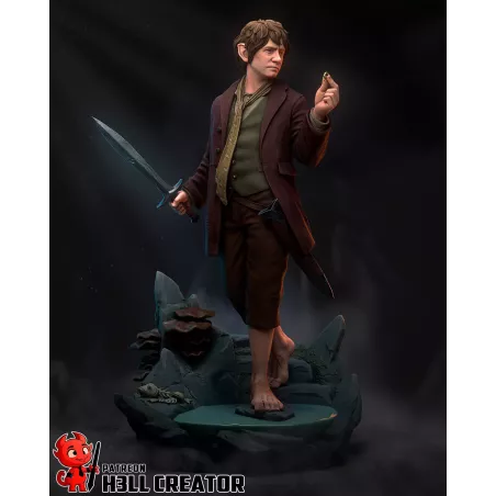 Figurine Bilbo Baggins à peindre — Vue principale 3/4 | Sculpture H3LL Creator | Résine haute définition