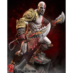 Un visage sculpté avec intensité, fidèle au guerrier mythique de God of War.