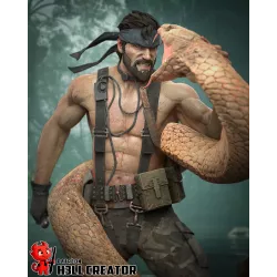 Big Boss en pleine tension, prêt à affronter son ennemi dans un face-à-face brutal.
