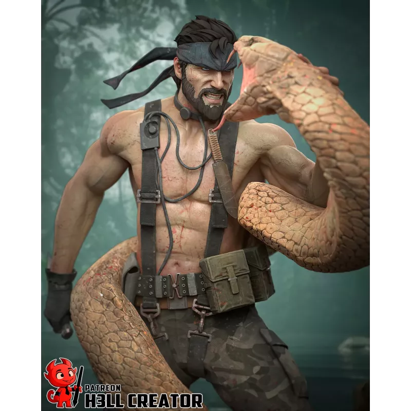 Big Boss en pleine tension, prêt à affronter son ennemi dans un face-à-face brutal.