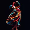 L’Arlequin prend vie dans une posture théâtrale, entre grâce, mouvement et mystère.