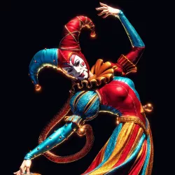 Masque blanc, tenue flamboyante et attitude dansante : le Jester révèle tout son charme.