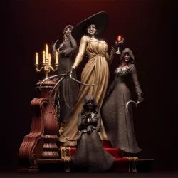 Lady Dimitrescu et ses filles, réunies dans une création en résine au rendu spectaculaire