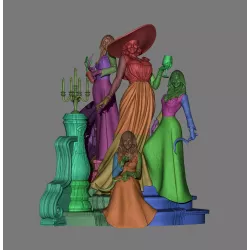 Figurines et socle réalisés en résine haute qualité, offrant un niveau de détail précis et une finition premium.