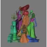 Figurines et socle réalisés en résine haute qualité, offrant un niveau de détail précis et une finition premium.