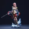 La guerrière Lightning, représentée avec sa chevelure rose et son style futuriste caractéristique.