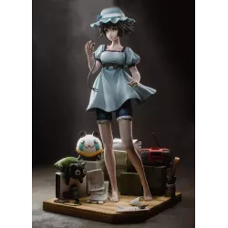 Vue principale de la figurine de Mayuri Shiina, représentée au cœur d’un diorama rétro inspiré de Steins;Gate.