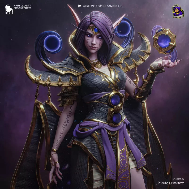 Gros plan sur le visage et l’armure de Xal’atath Void Harbinger
