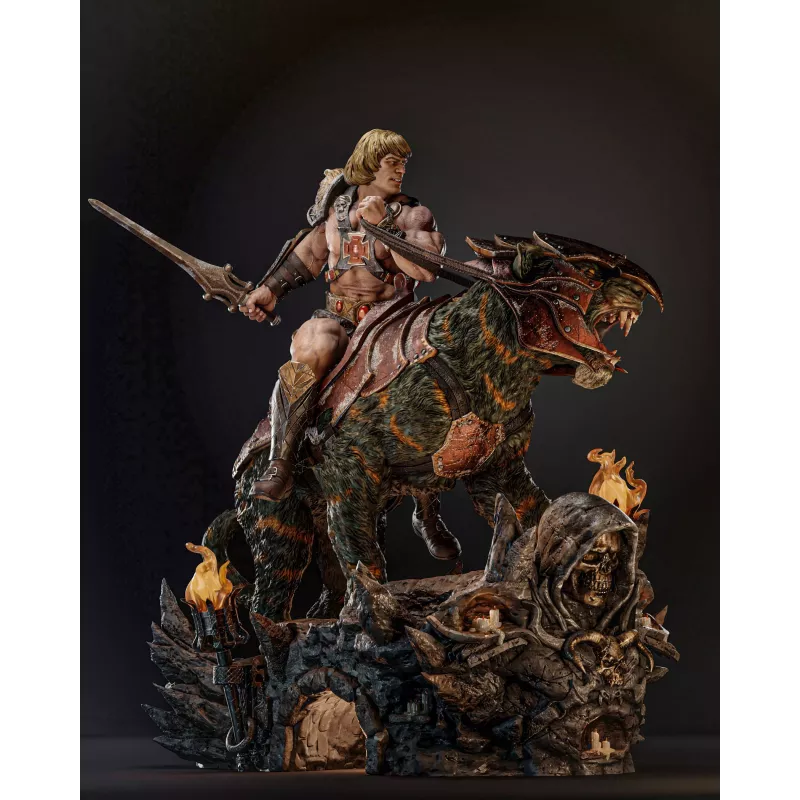 Figurine à peindre  He-man et Battle Cat Diorama