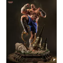 Figurine Sagat à peindre en résine, coup de pied haut, bandana et bandages, Street Fighter