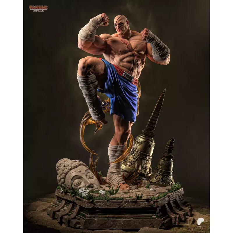 Figurine Sagat à peindre en résine, coup de pied haut, bandana et bandages, Street Fighter