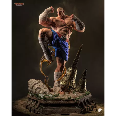 Figurine Sagat à peindre en résine, coup de pied haut, bandana et bandages, Street Fighter