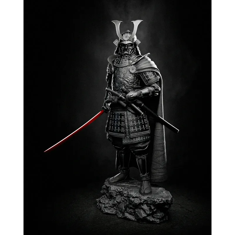 Figurine Darth Vader Samouraï résine à peindre – vue de face du casque kabuto et de l'armure