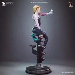 Vue de profil figurine résine à peindre Spider-Gwen Bulkamancer.