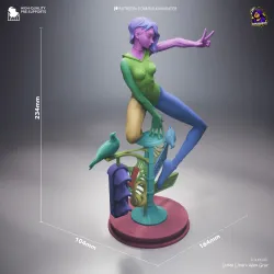 Dimensions et éclaté des pièces de la figurine Spider-Gwen 234mm.